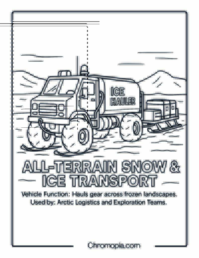 All-Terrain Snow & Ice Transport – Military Vehicle Coloring Page