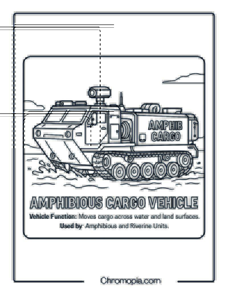 Amphibious Cargo Vehicle – Military Vehicle Coloring Page
