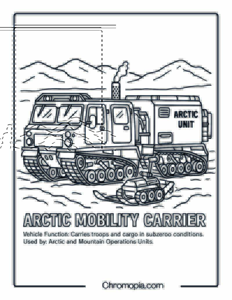 Arctic Mobility Carrier – Military Vehicle Coloring Page