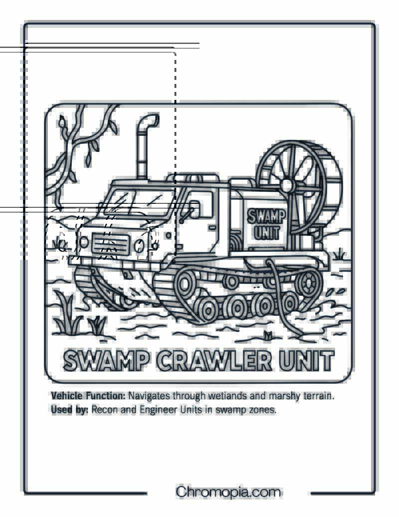Swamp Crawler Unit – Military Vehicle Coloring Page