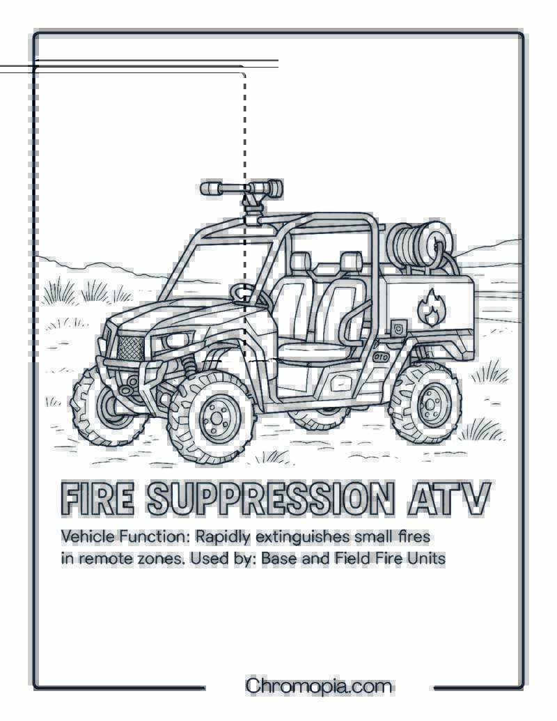 Fire Suppression ATV – Military Vehicle Coloring Page