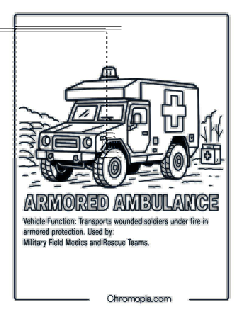 Armored Ambulance – Military Vehicle Coloring Page