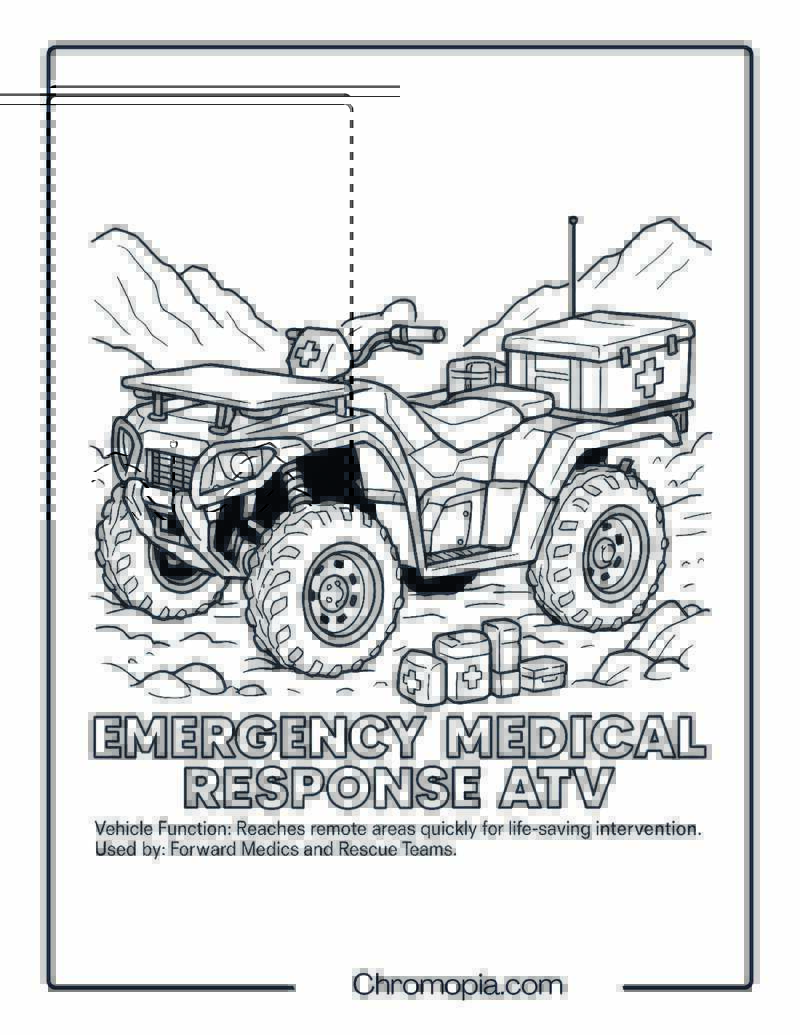 Emergency Medical Response ATV – Military Vehicle Coloring Page