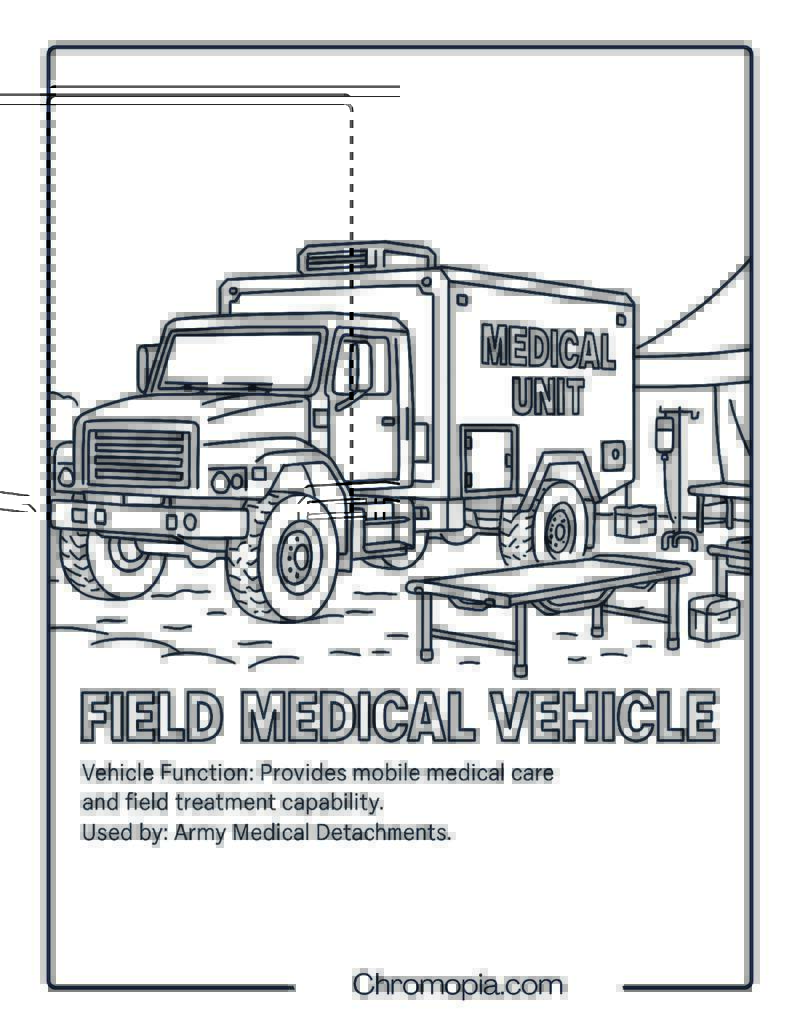 Field Medical Vehicle – Military Vehicle Coloring Page