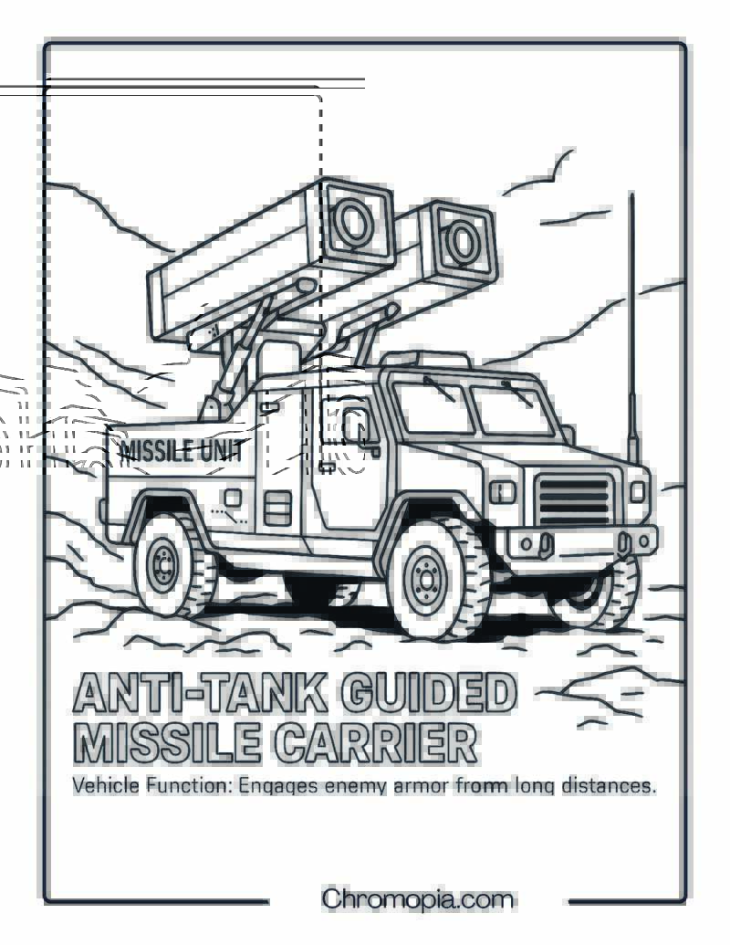 Anti-Tank Guided Missile Carrier – Military Vehicle Coloring Page