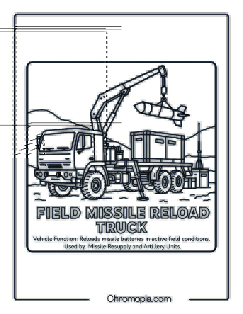 Field Missile Reload Truck – Military Vehicle Coloring Page