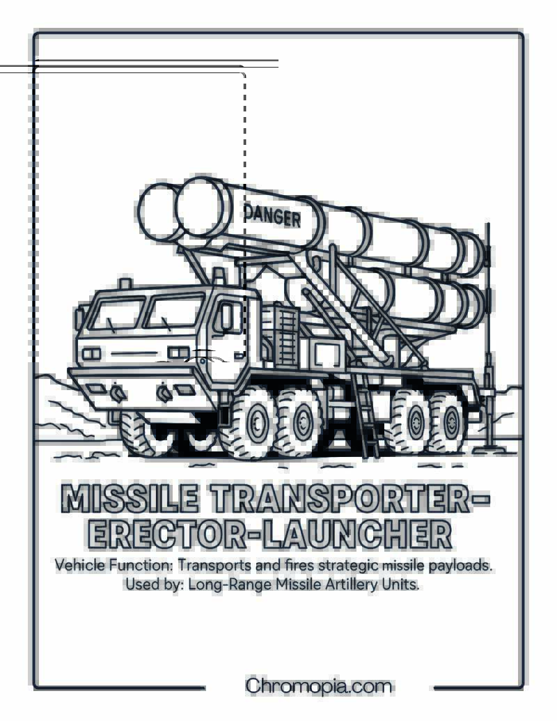 Missile Transporter-Erector-Launcher – Military Vehicle Coloring Page