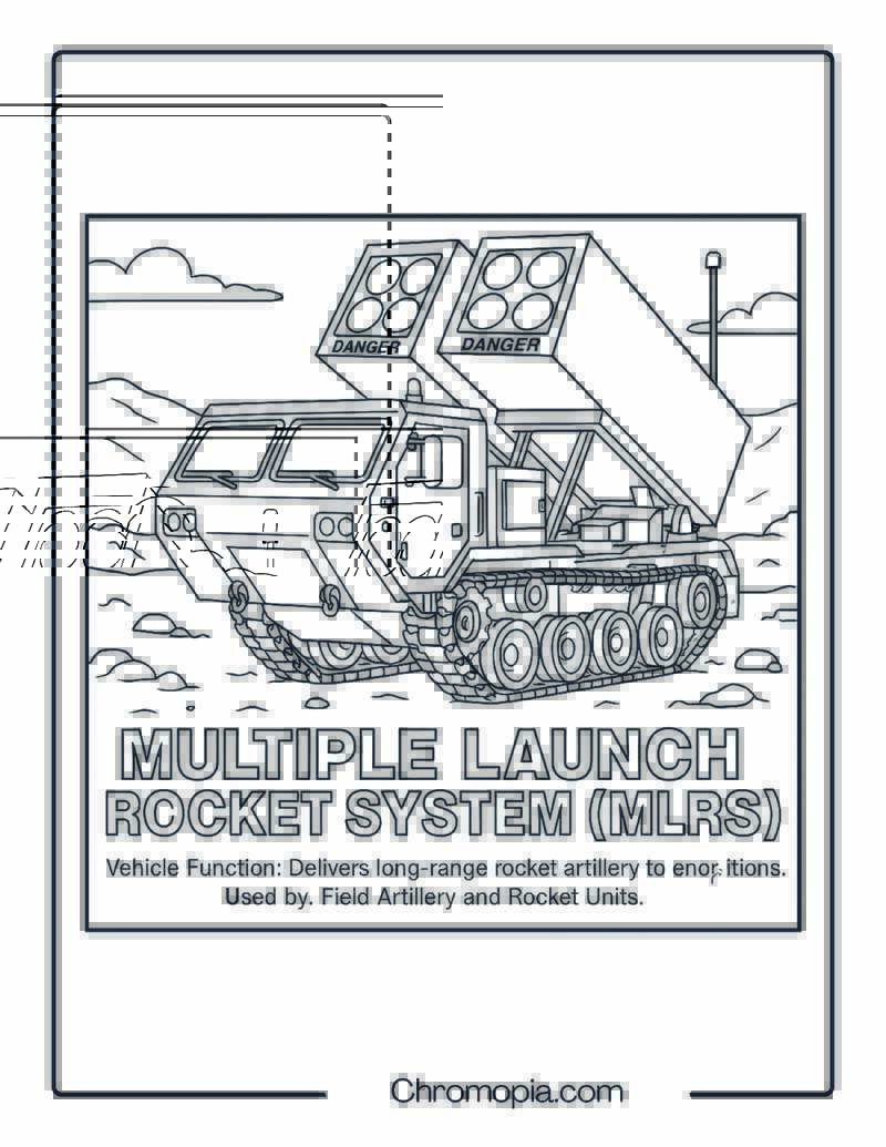 Multiple Launch Rocket System (MLRS) – Military Vehicle Coloring Page
