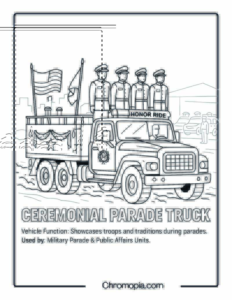 Ceremonial Parade Truck – Military Vehicle Coloring Page