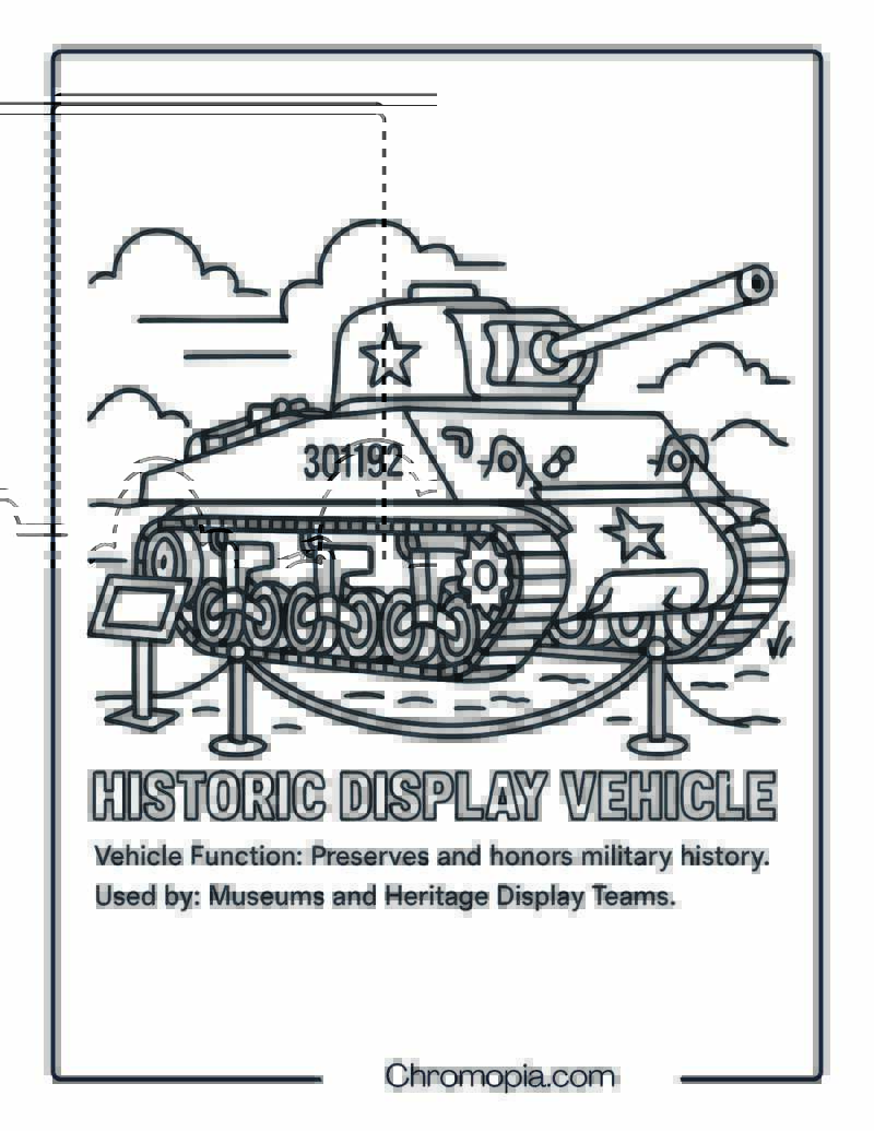 Historic Display Vehicle – Military Vehicle Coloring Page