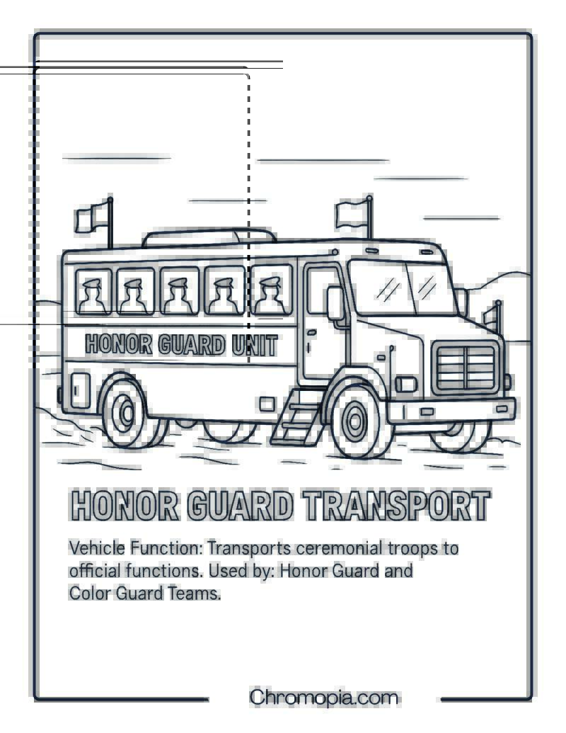 Honor Guard Transport – Military Vehicle Coloring Page
