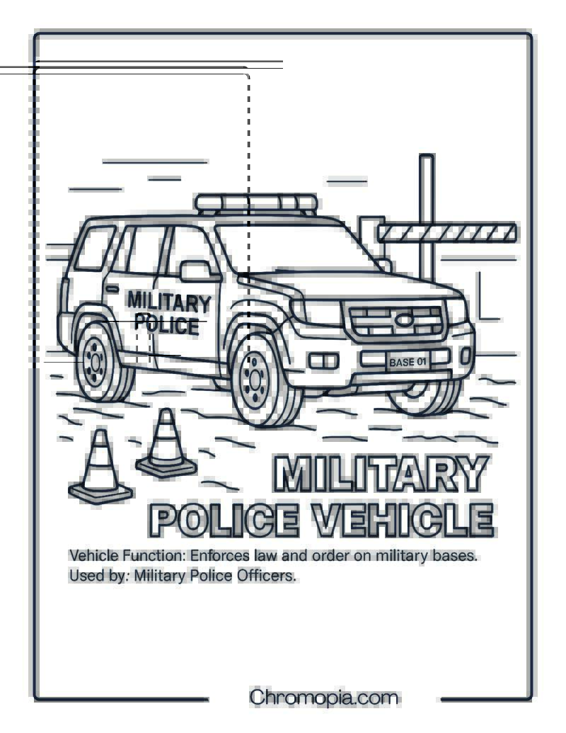 Military Police Vehicle – Military Vehicle Coloring Page