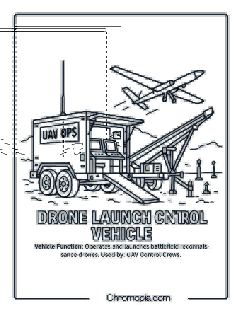 Drone Launch & Control Vehicle – Military Vehicle Coloring Page