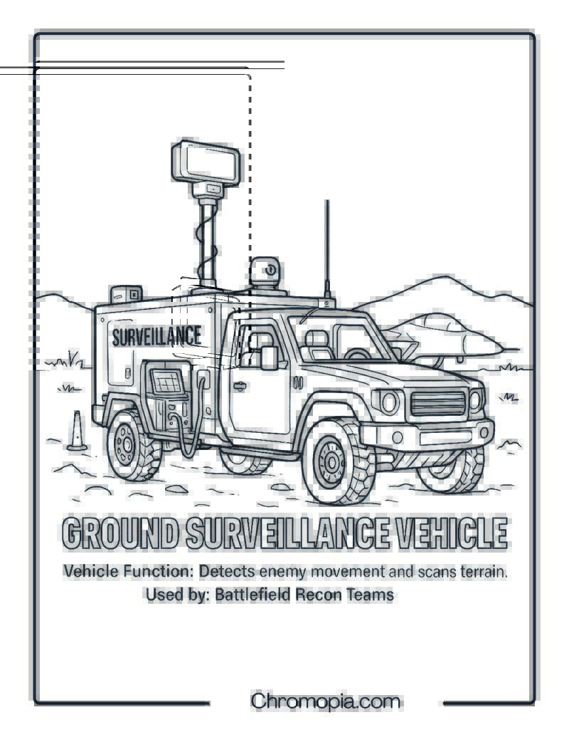 Ground Surveillance Vehicle – Military Vehicle Coloring Page