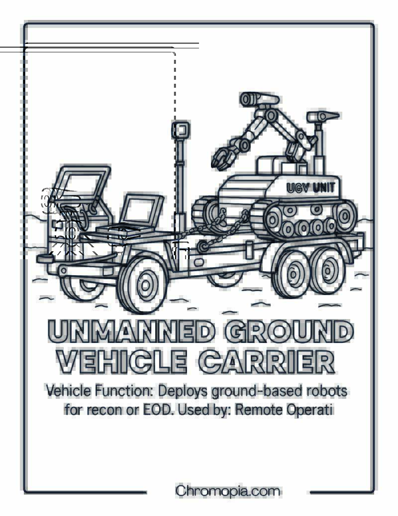 Unmanned Ground Vehicle Carrier – Military Vehicle Coloring Page