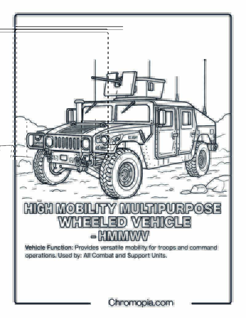 Humvee (HMMWV) – Military Vehicle Coloring Page