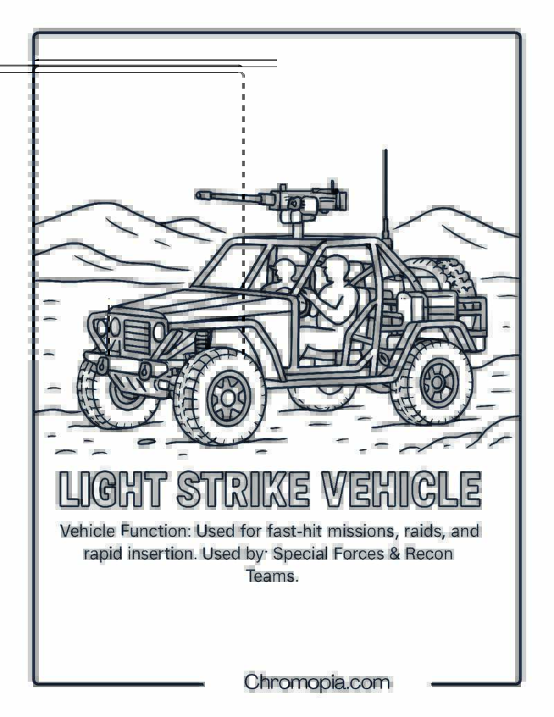 Light Strike Vehicle – Military Vehicle Coloring Page