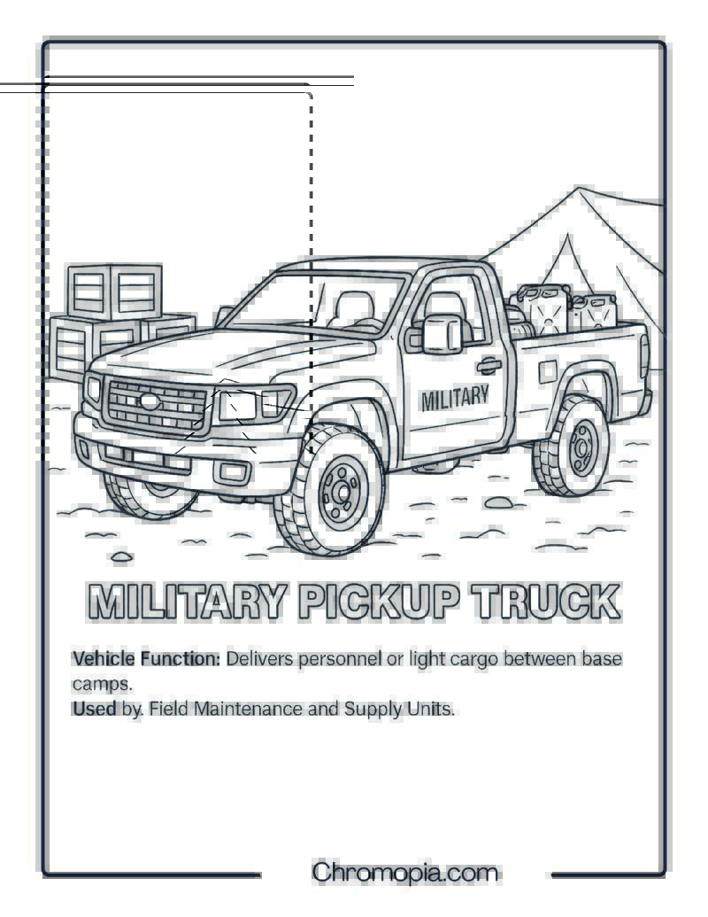 Military Pickup Truck – Military Vehicle Coloring Page