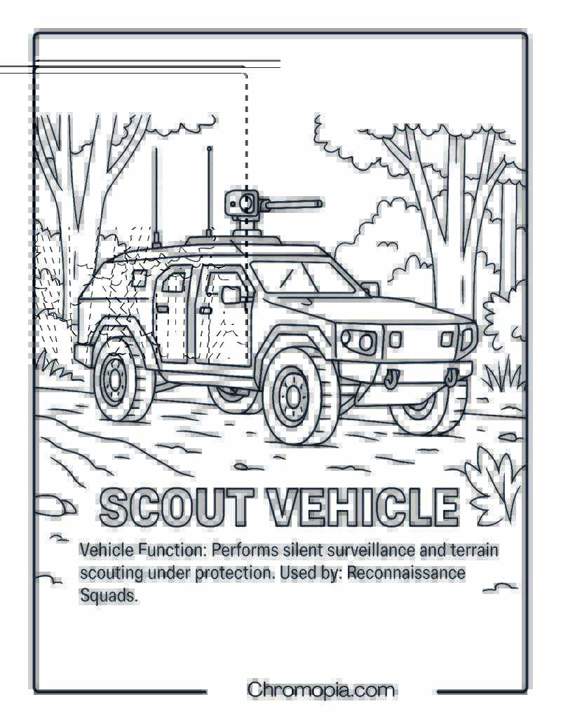 Scout Vehicle – Military Vehicle Coloring Page
