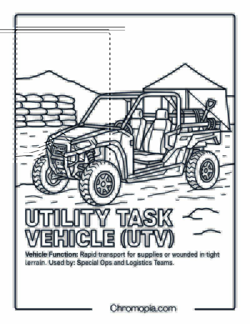 Utility Task Vehicle (UTV) – Military Vehicle Coloring Page