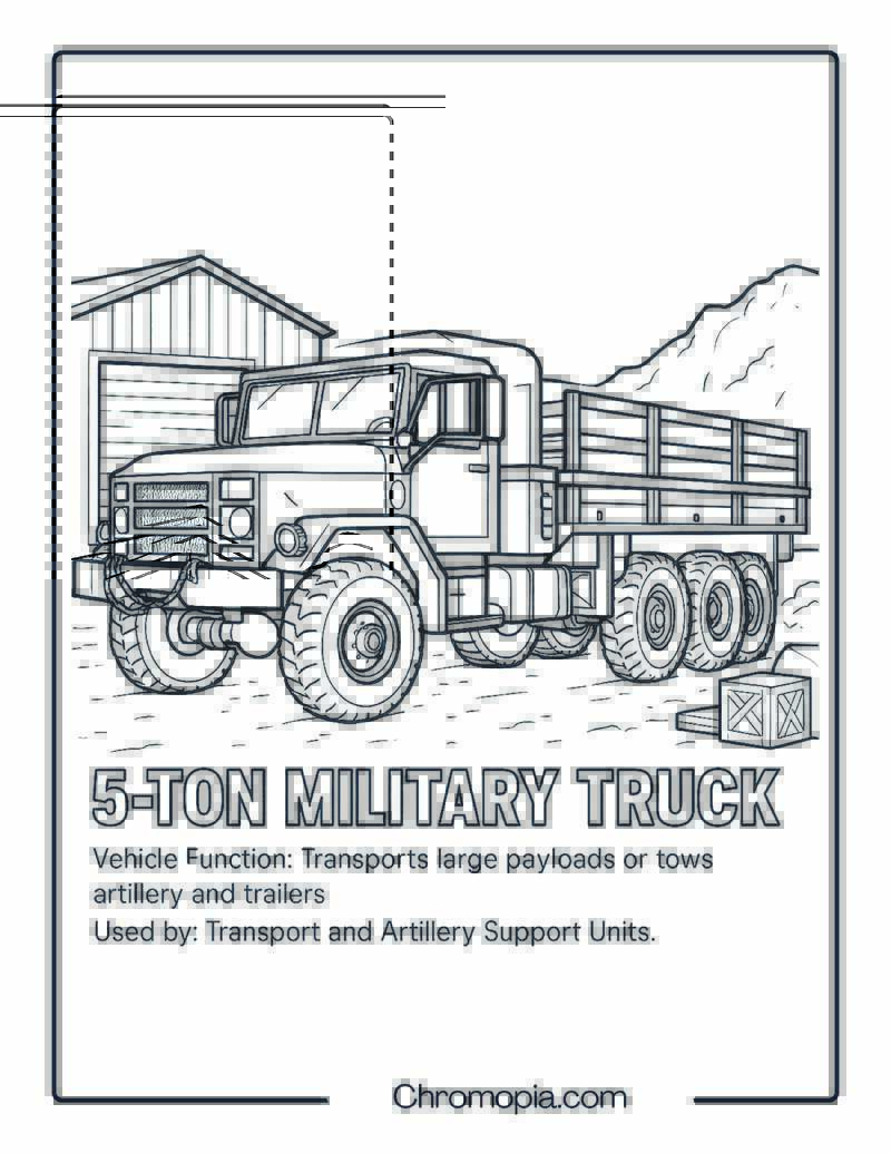 5-Ton Military Truck – Military Vehicle Coloring Page