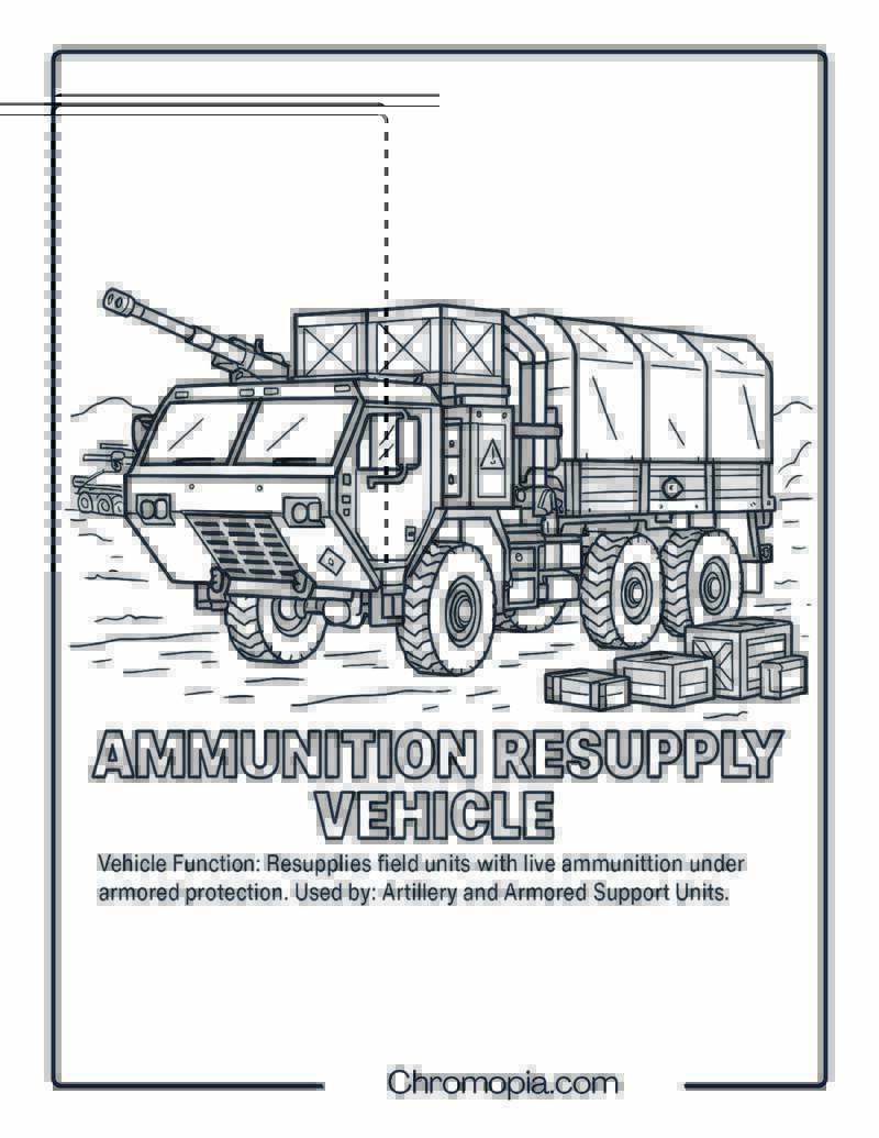Ammunition Resupply Vehicle – Military Vehicle Coloring Page
