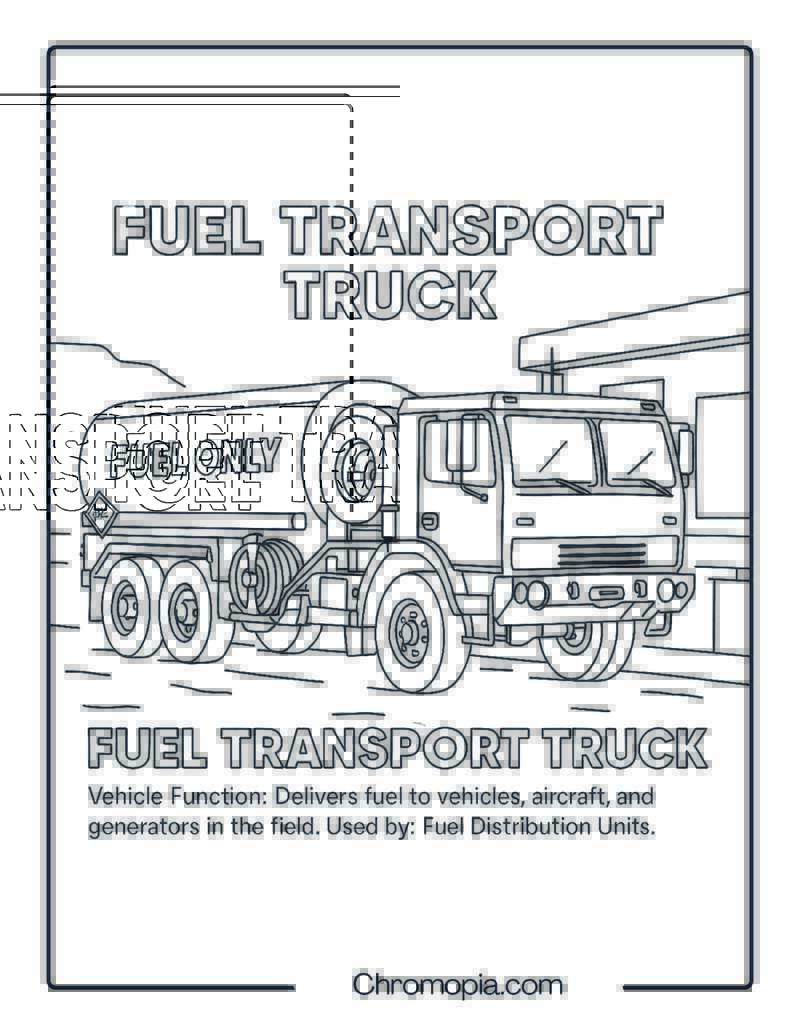 Fuel Transport Truck – Military Vehicle Coloring Page