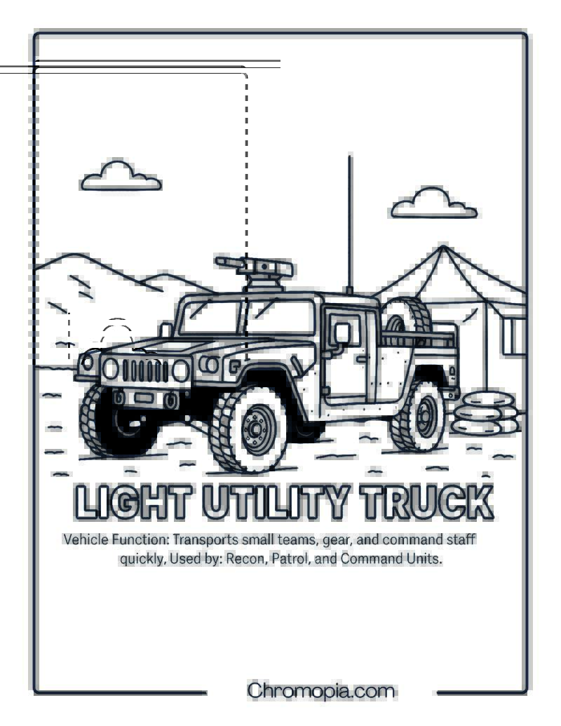 Light Utility Truck – Military Vehicle Coloring Page