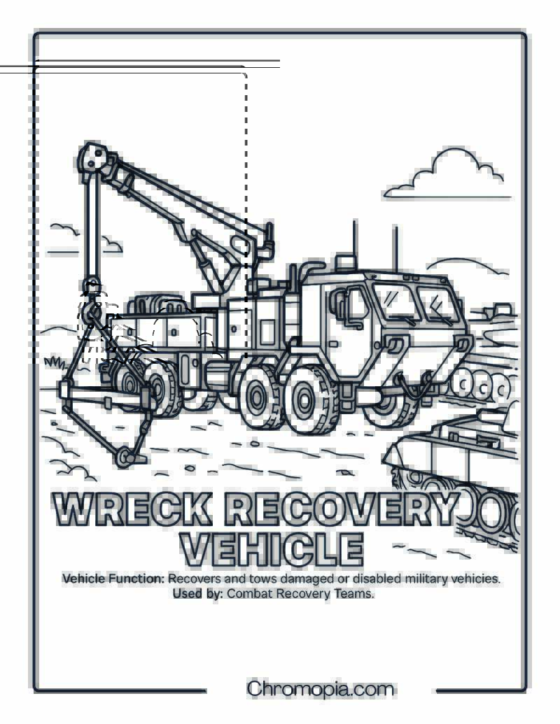Wreck Recovery Vehicle – Military Vehicle Coloring Page
