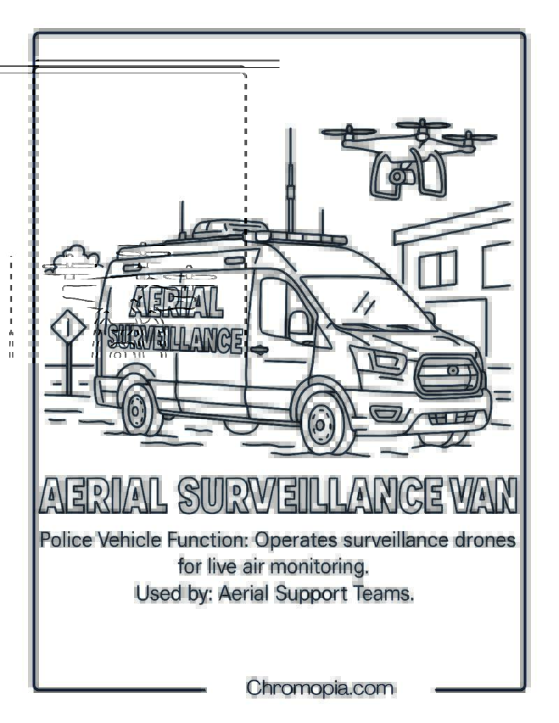 Aerial Surveillance Van – Police Vehicle Coloring Page