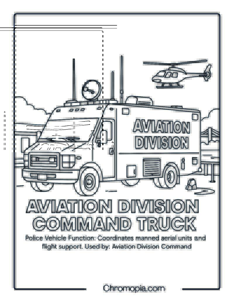 Aviation Division Command Truck – Police Vehicle Coloring Page