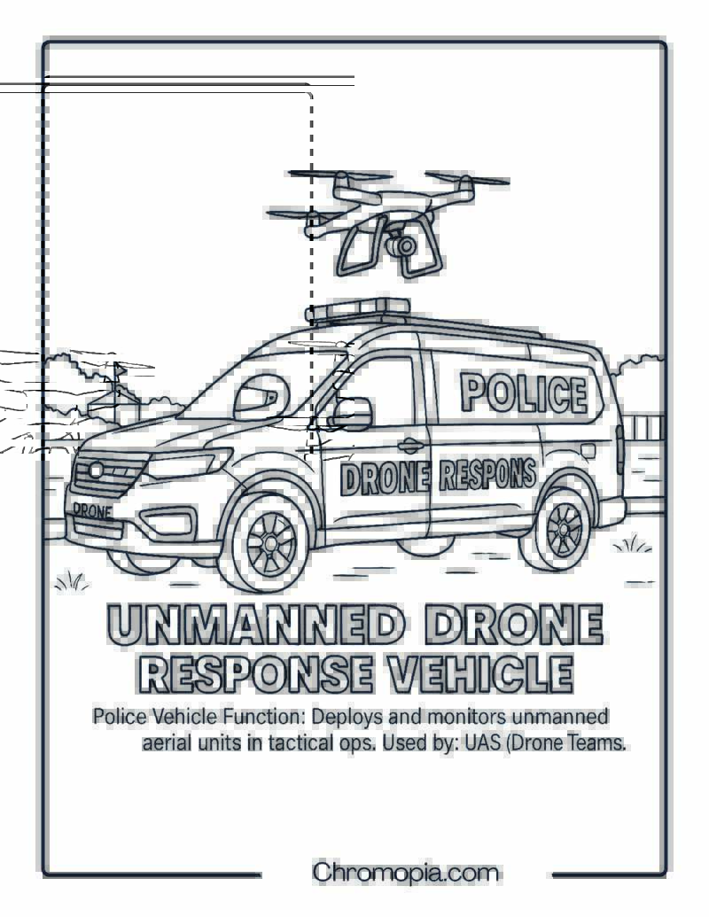 Unmanned Drone Response Vehicle – Police Vehicle Coloring Page