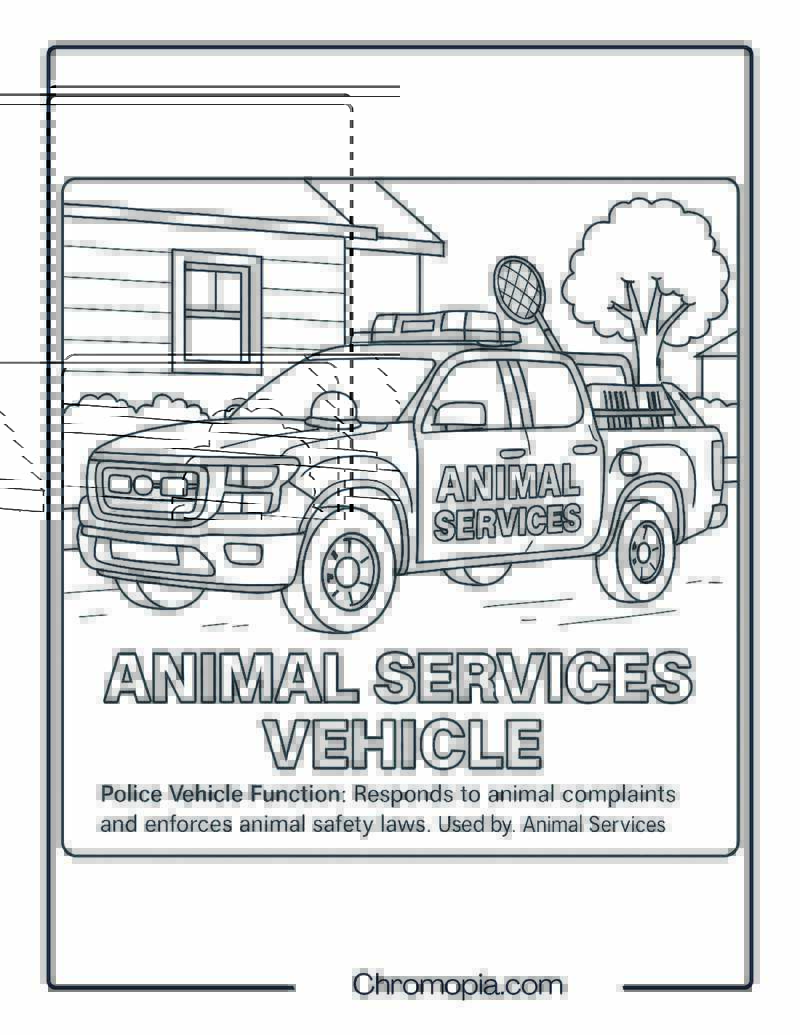 Animal Services Vehicle – Police Vehicle Coloring Page