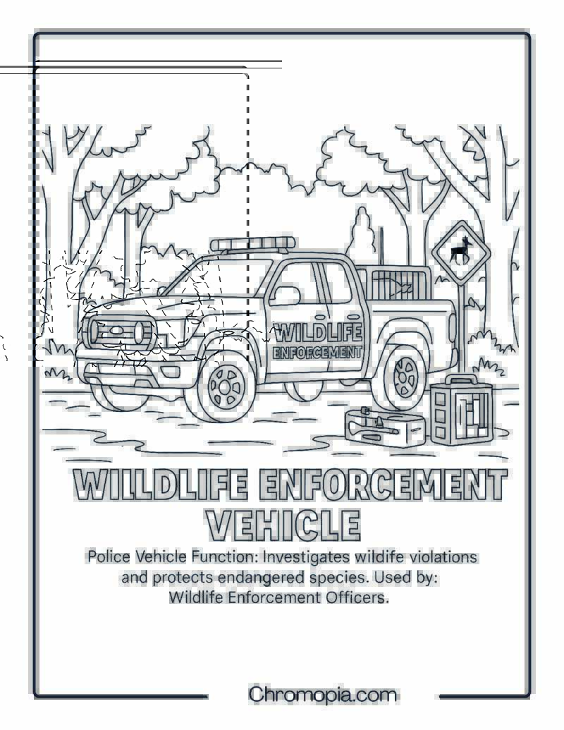 Wildlife Enforcement Vehicle – Police Vehicle Coloring Page