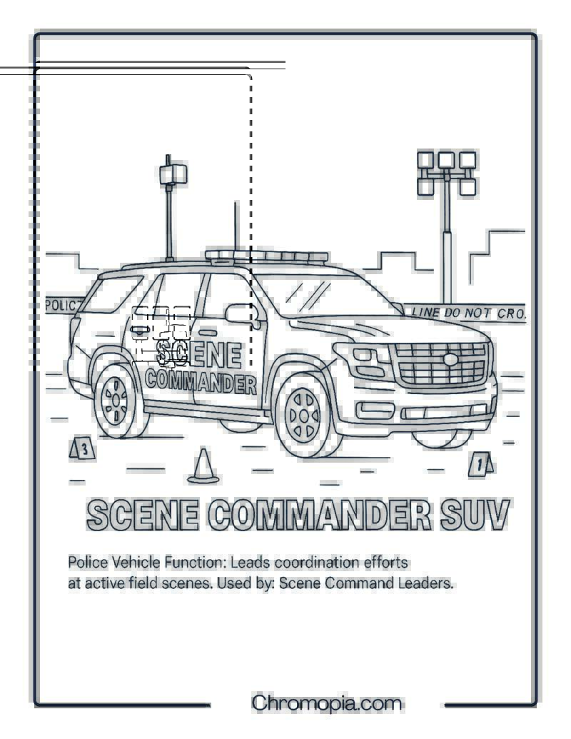 Scene Commander SUV – Police Vehicle Coloring Page