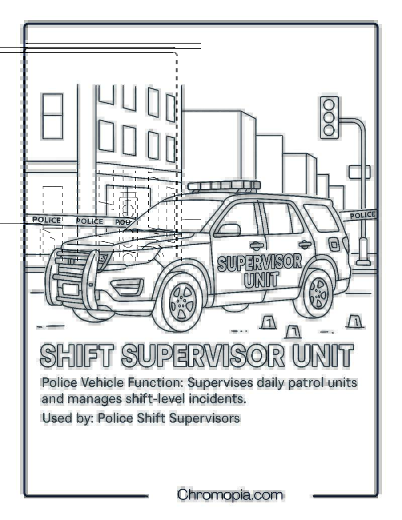 Shift Supervisor Unit – Police Vehicle Coloring Page
