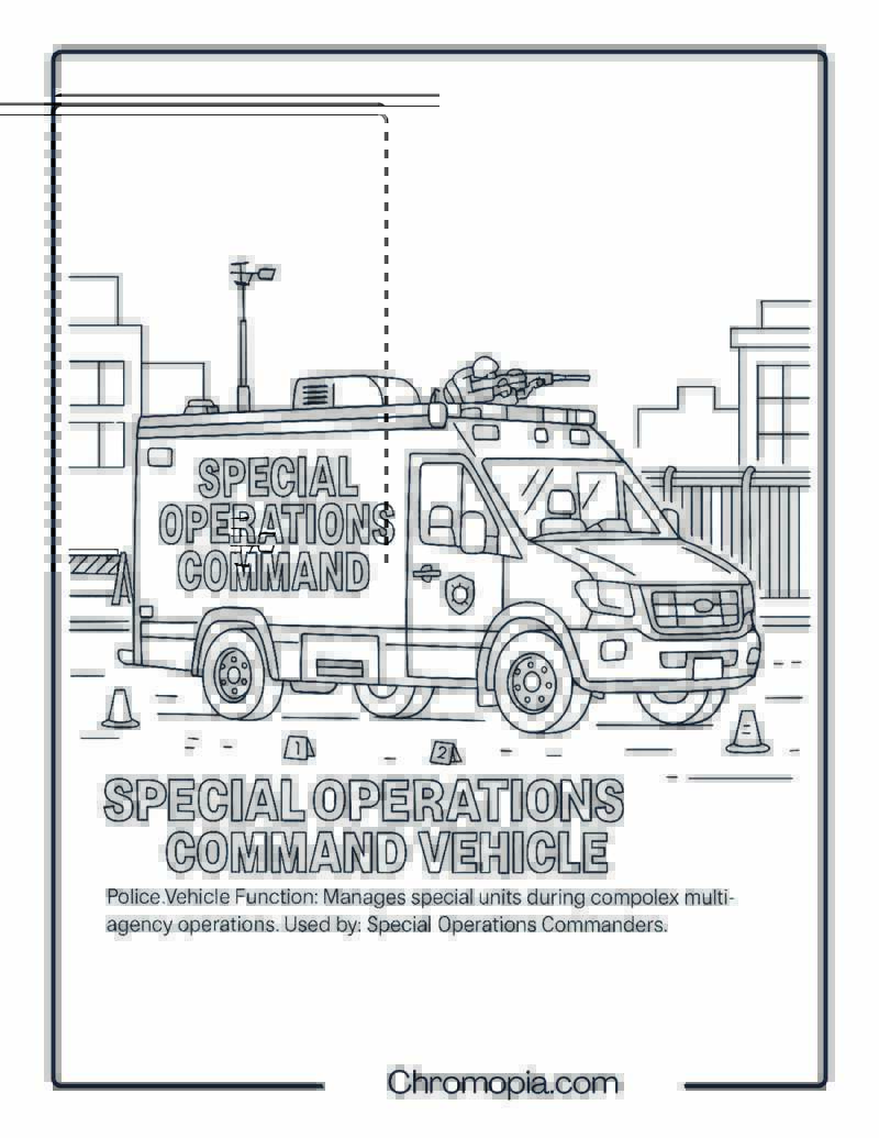 Special Operations Command Vehicle – Police Vehicle Coloring Page
