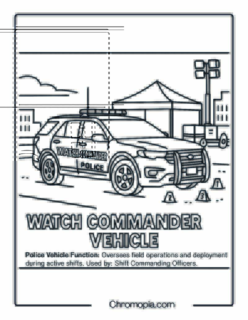 Watch Commander Vehicle – Police Vehicle Coloring Page