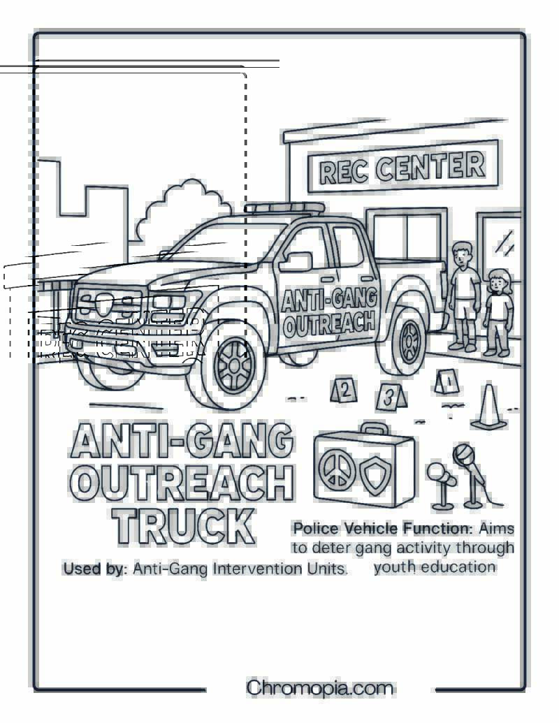 Anti-Gang Outreach Truck – Police Vehicle Coloring Page