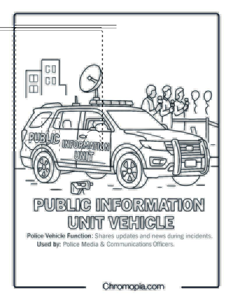 Public Information Unit Vehicle – Police Vehicle Coloring Page