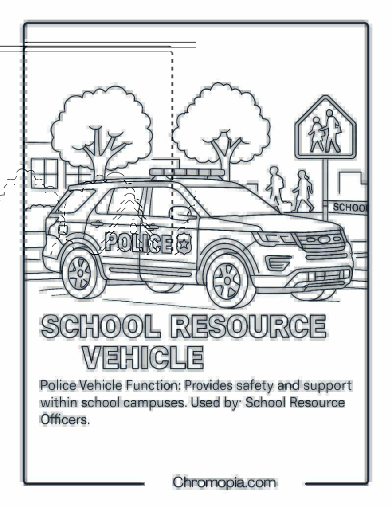 School Resource Officer Vehicle – Police Vehicle Coloring Page