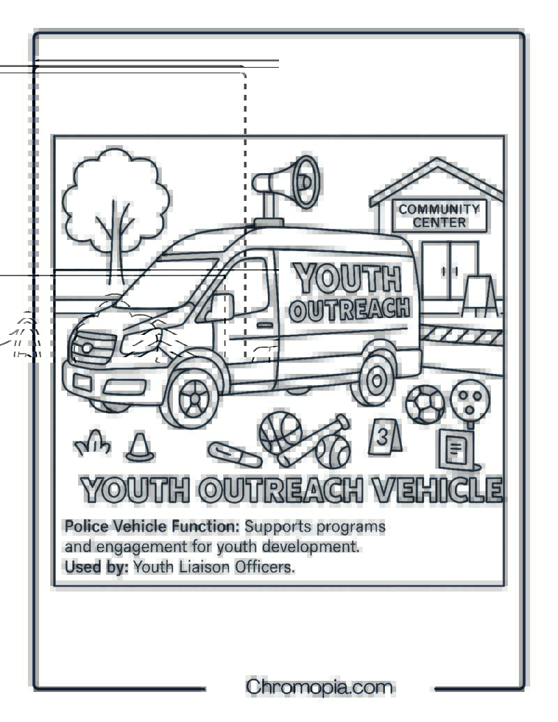 Youth Outreach Vehicle – Police Vehicle Coloring Page