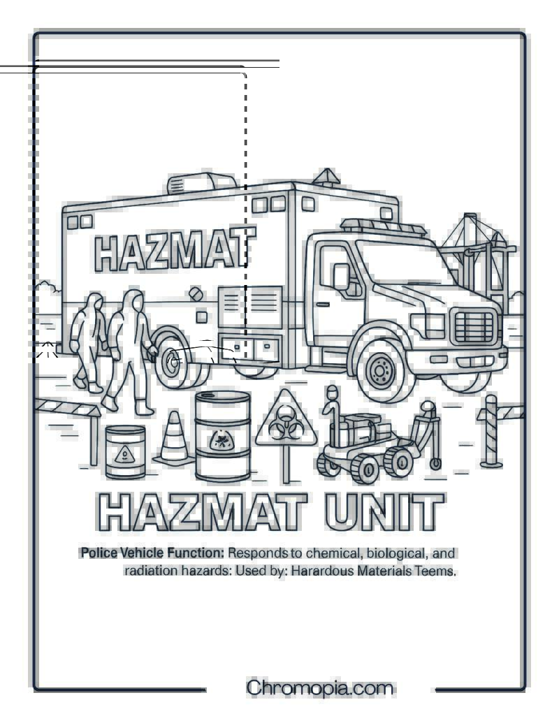 HAZMAT Unit – Police Vehicle Coloring Page