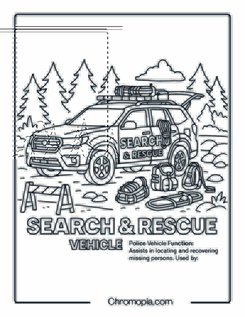 Search & Rescue Vehicle – Police Vehicle Coloring Page