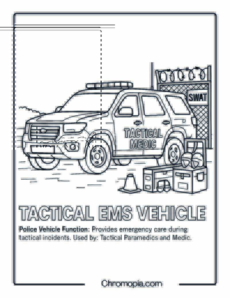 Tactical EMS Vehicle – Police Vehicle Coloring Page