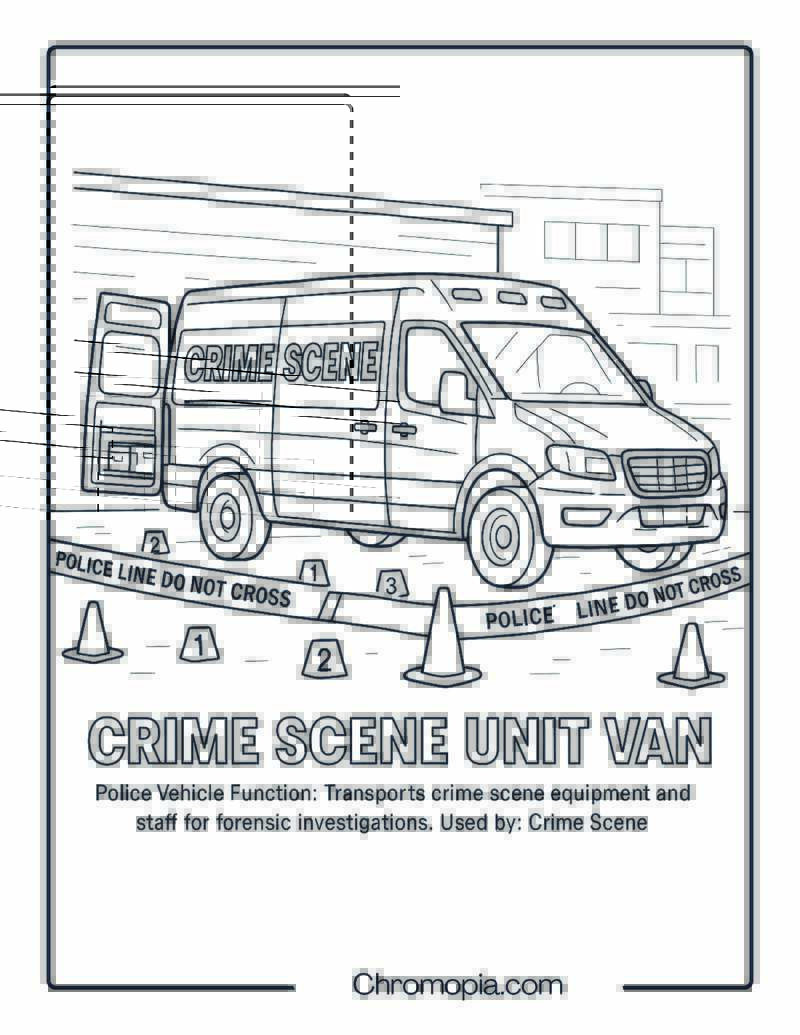 Crime Scene Unit Van – Police Vehicle Coloring Page