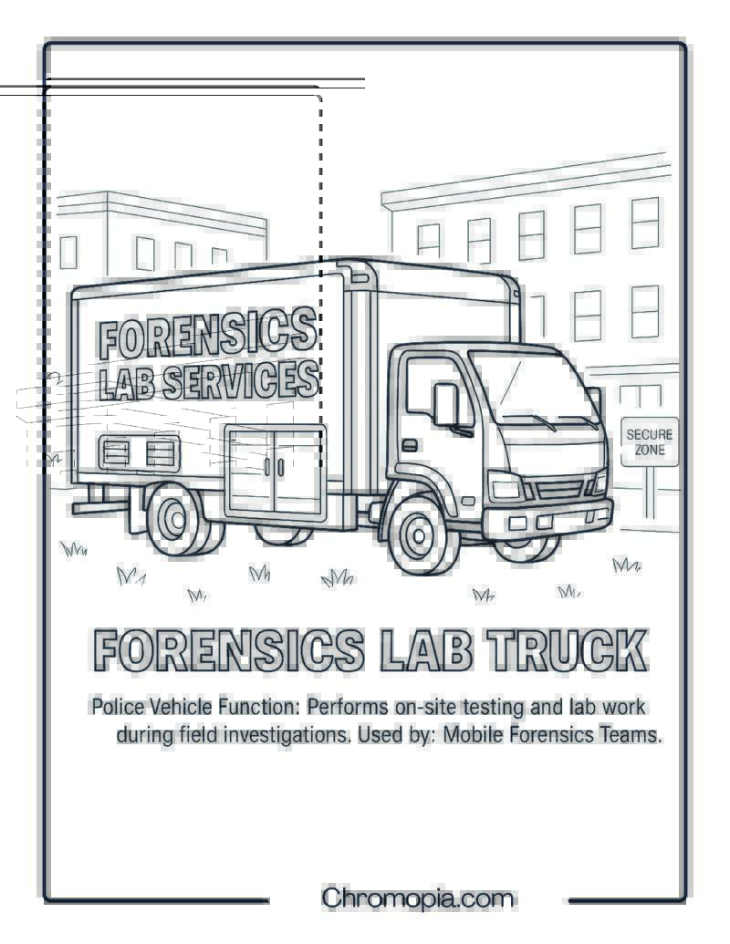 Forensics Lab Truck – Police Vehicle Coloring Page