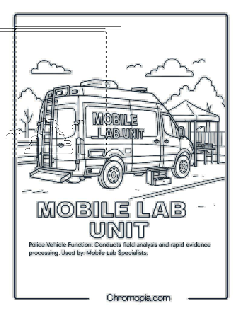 Mobile Lab Unit – Police Vehicle Coloring Page