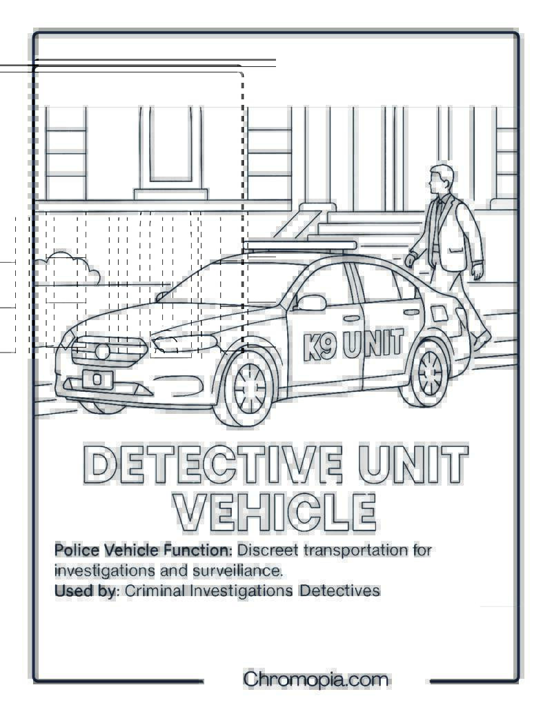 Detective Unit Vehicle – Police Vehicle Coloring Page