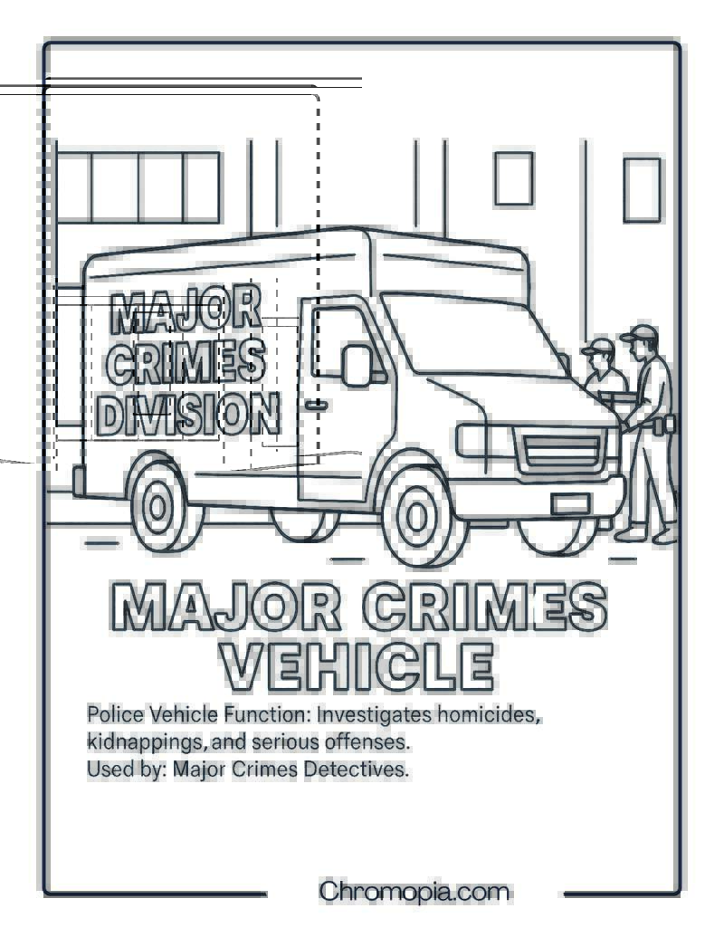 Major Crimes Vehicle – Police Vehicle Coloring Page